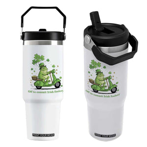 Funny Irish Frog Off To Commit Foolery Flip Straw Tumbler St Patricks Day Gift TS12 One Size: 30 oz White Print Your Wear