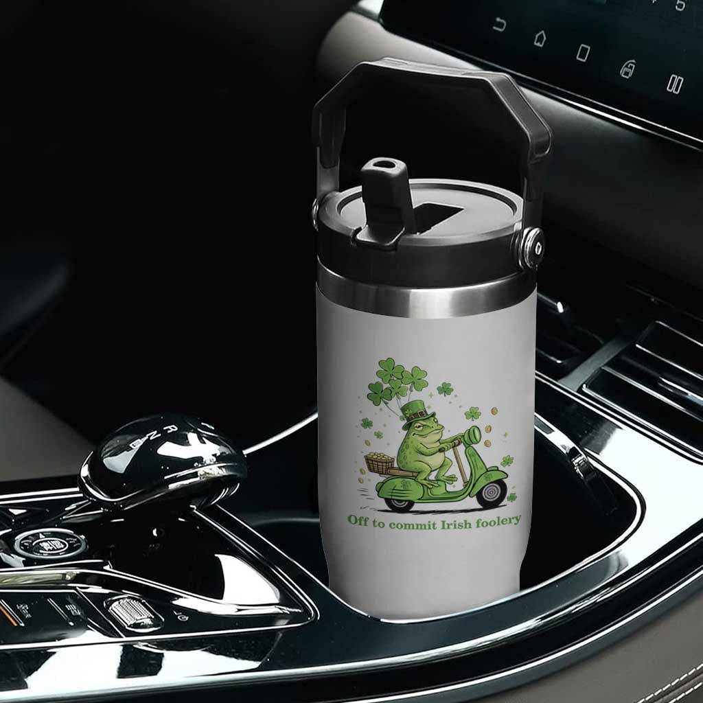 Funny Irish Frog Off To Commit Foolery Flip Straw Tumbler St Patricks Day Gift TS12 Print Your Wear