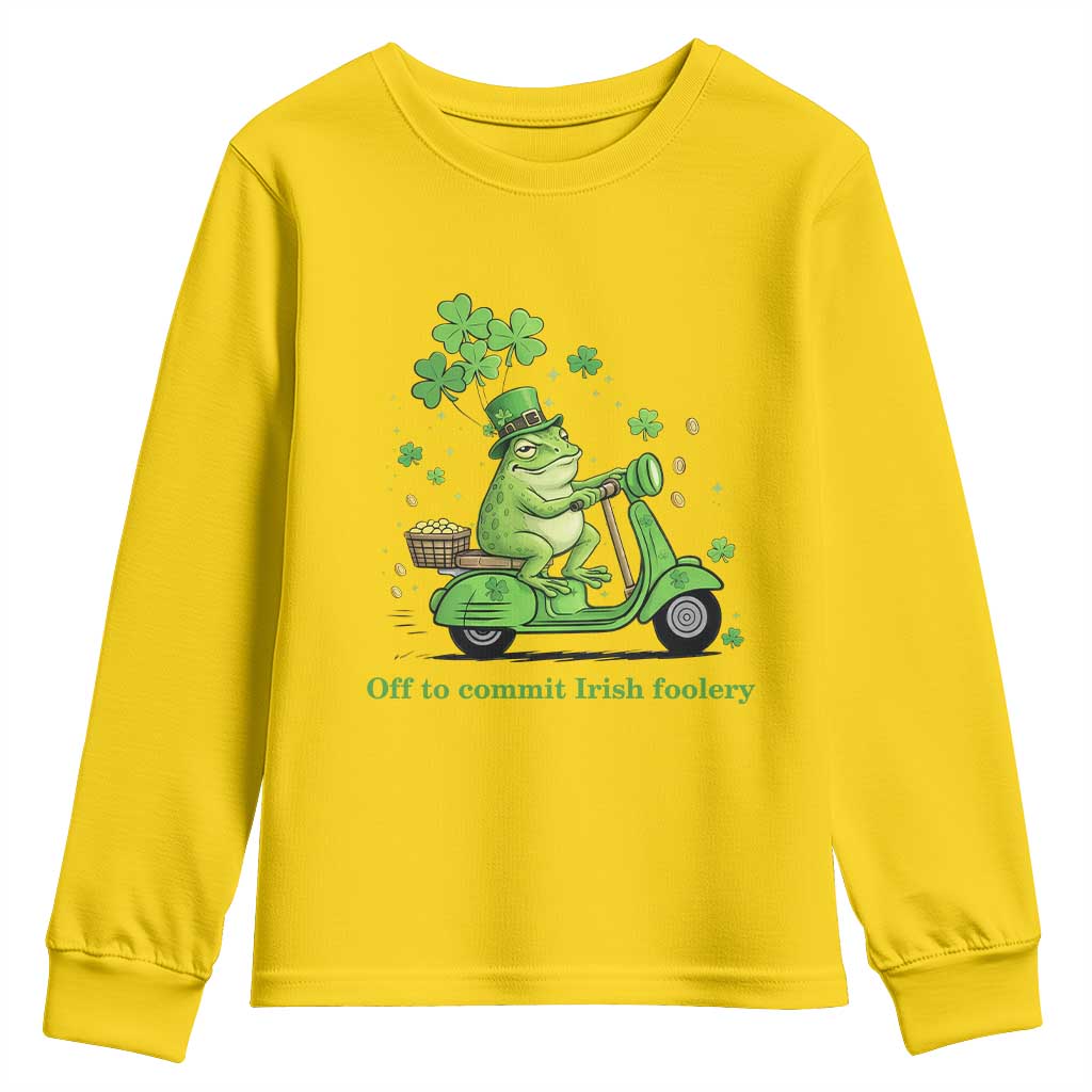Funny Irish Frog Off To Commit Foolery Youth Sweatshirt St Patricks Day Gift TS12 Daisy Print Your Wear