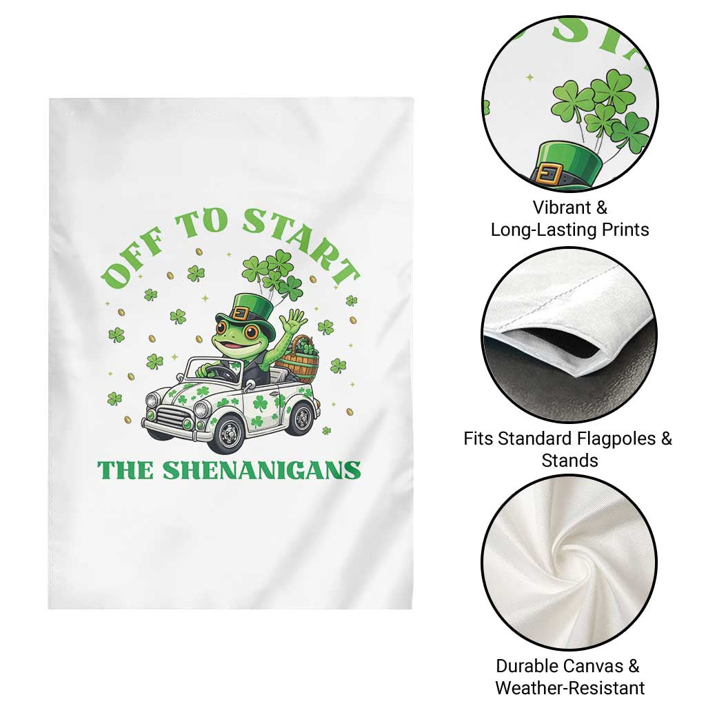 Off To Start The Shenanigans Garden Flag St Patricks Day Frog TS12 Print Your Wear