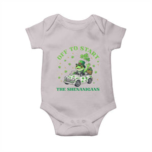 Off To Start The Shenanigans Baby Onesie St Patricks Day Frog TS12 Ice Gray Print Your Wear