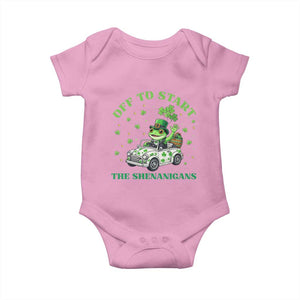 Off To Start The Shenanigans Baby Onesie St Patricks Day Frog TS12 Light Pink Print Your Wear