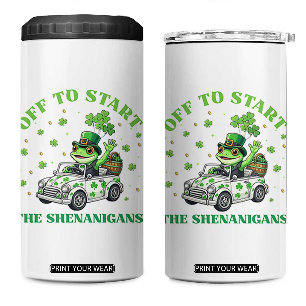Off To Start The Shenanigans 4 in 1 Can Cooler Tumbler St Patricks Day Frog TS12 One Size: 16 oz White Print Your Wear