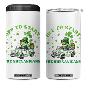 Off To Start The Shenanigans 4 in 1 Can Cooler Tumbler St Patricks Day Frog TS12 One Size: 16 oz White Print Your Wear
