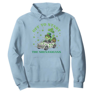 Off To Start The Shenanigans Hoodie St Patricks Day Frog TS12 Light Blue Print Your Wear