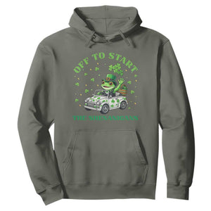 Off To Start The Shenanigans Hoodie St Patricks Day Frog TS12 Military Green Print Your Wear