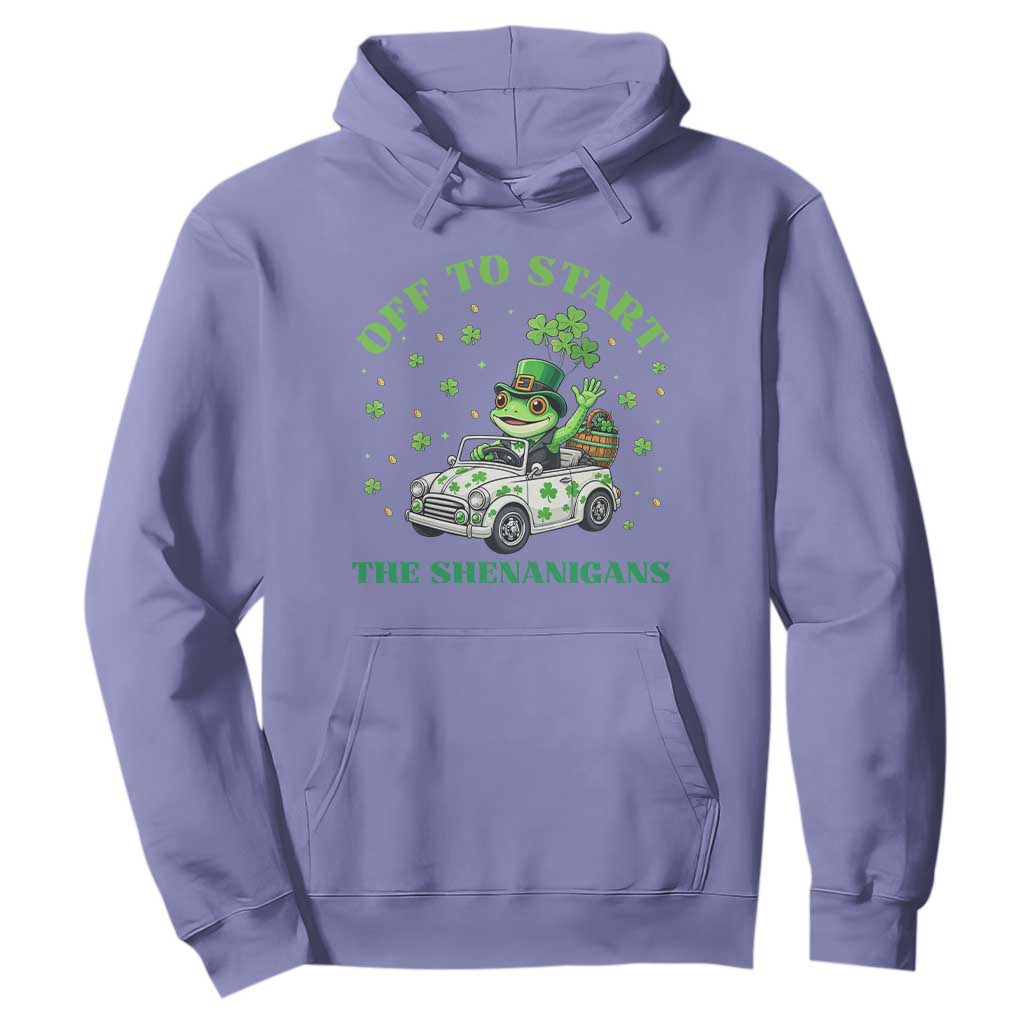 Off To Start The Shenanigans Hoodie St Patricks Day Frog TS12 Violet Print Your Wear