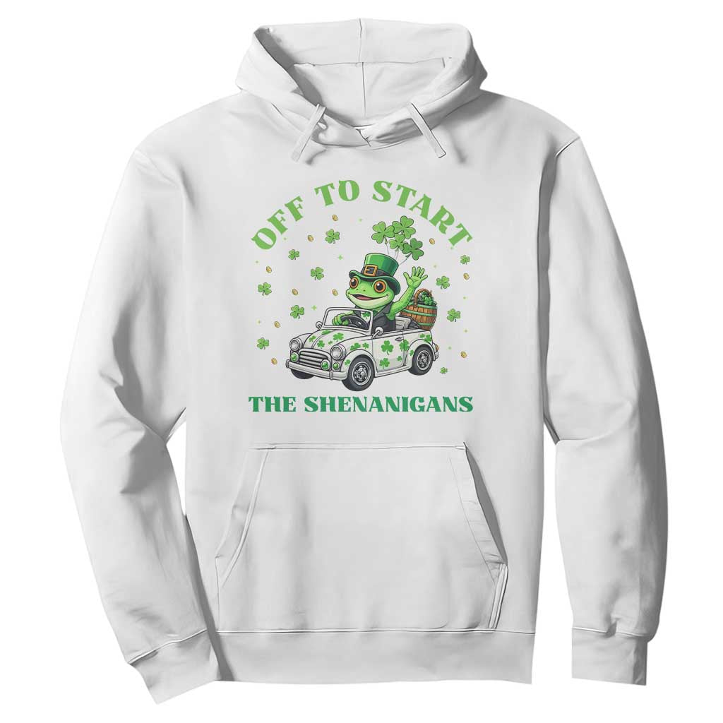 Off To Start The Shenanigans Hoodie St Patricks Day Frog TS12 White Print Your Wear
