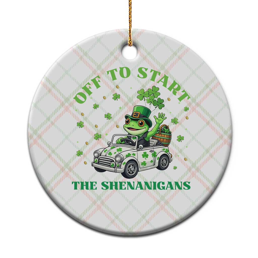 Off To Start The Shenanigans Ceramic Ornament St Patricks Day Frog TS12 1pc Christmas Plaid Print Your Wear