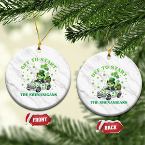 Off To Start The Shenanigans Ceramic Ornament St Patricks Day Frog TS12 1pc White Marble Print Your Wear