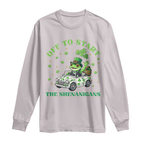 Off To Start The Shenanigans Long Sleeve Shirt St Patricks Day Frog TS12 Ice Gray Print Your Wear