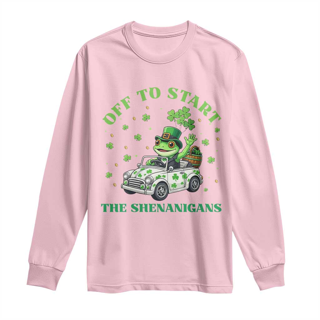 Off To Start The Shenanigans Long Sleeve Shirt St Patricks Day Frog TS12 Light Pink Print Your Wear