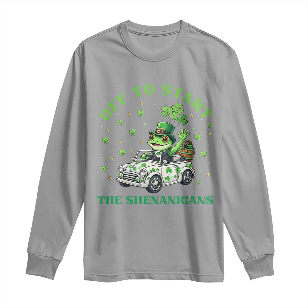 Off To Start The Shenanigans Long Sleeve Shirt St Patricks Day Frog TS12 Sport Gray Print Your Wear