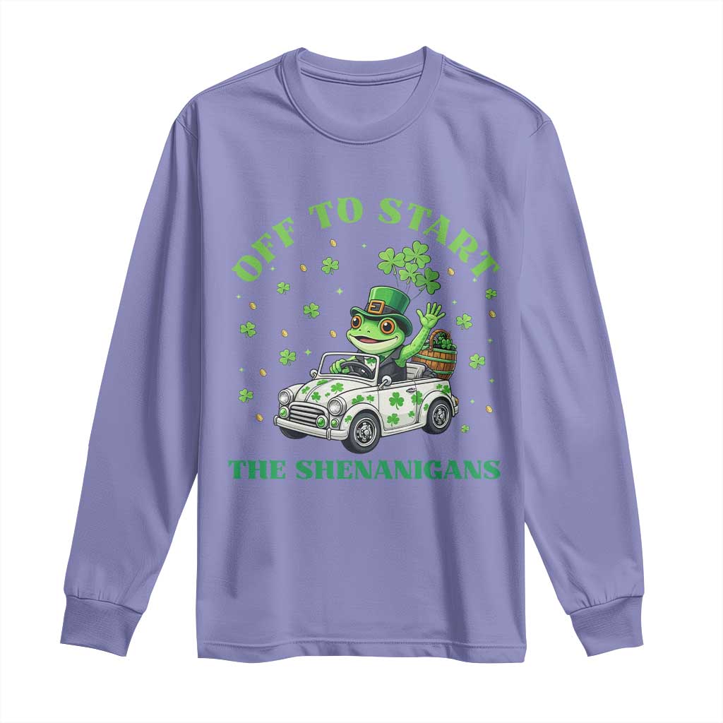 Off To Start The Shenanigans Long Sleeve Shirt St Patricks Day Frog TS12 Violet Print Your Wear