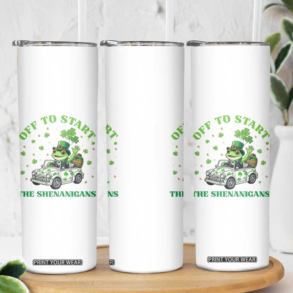 Off To Start The Shenanigans Skinny Tumbler St Patricks Day Frog TS12 Print Your Wear