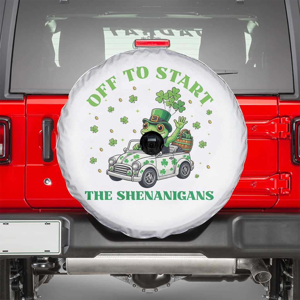Off To Start The Shenanigans Spare Tire Cover St Patricks Day Frog TS12 White Print Your Wear