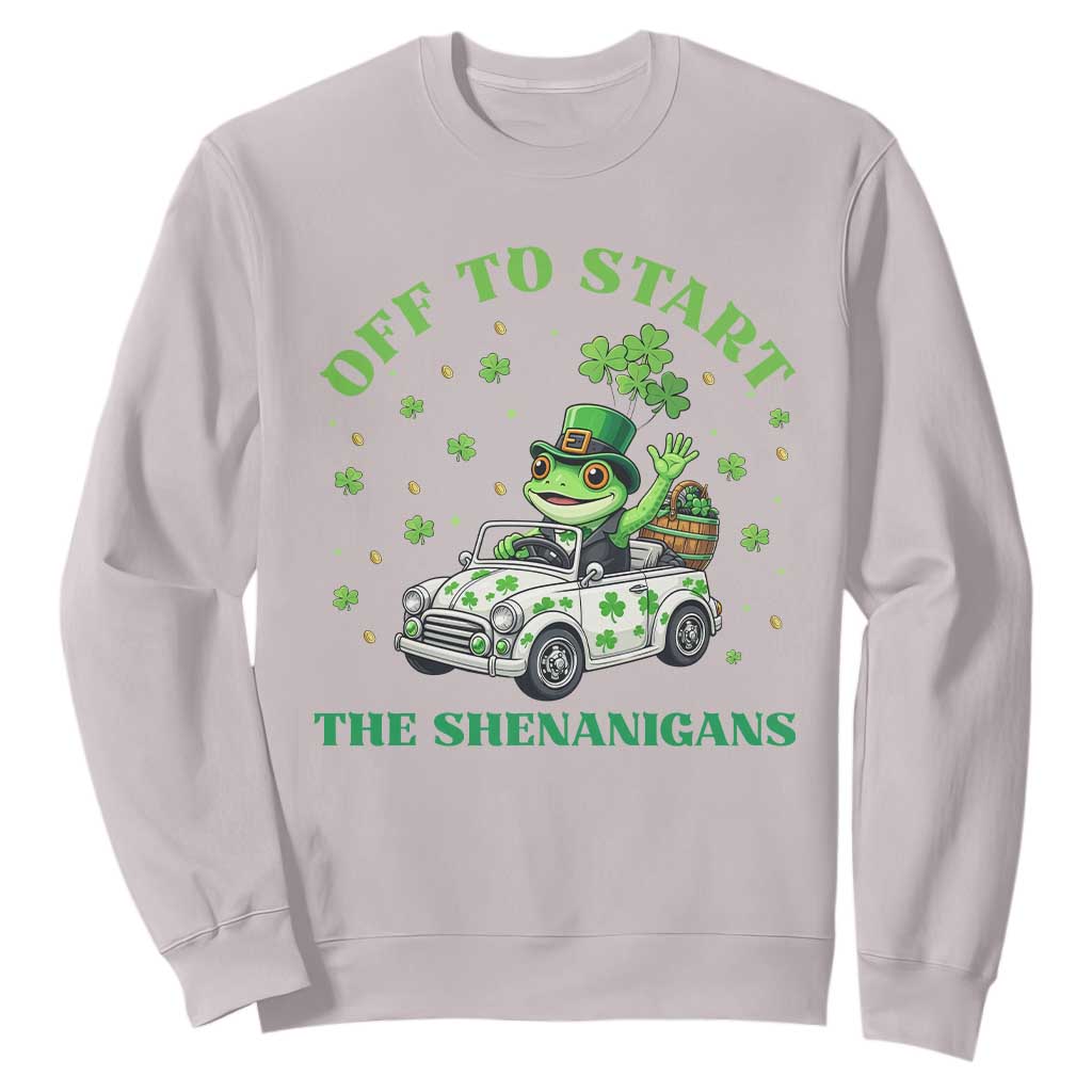 Off To Start The Shenanigans Sweatshirt St Patricks Day Frog TS12 Ice Gray Print Your Wear