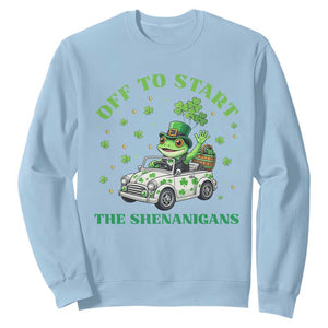 Off To Start The Shenanigans Sweatshirt St Patricks Day Frog TS12 Light Blue Print Your Wear