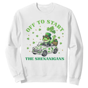 Off To Start The Shenanigans Sweatshirt St Patricks Day Frog TS12 White Print Your Wear