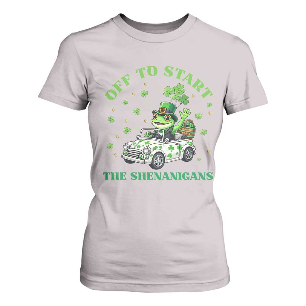 Off To Start The Shenanigans T Shirt For Women St Patricks Day Frog TS12 Ice Gray Print Your Wear