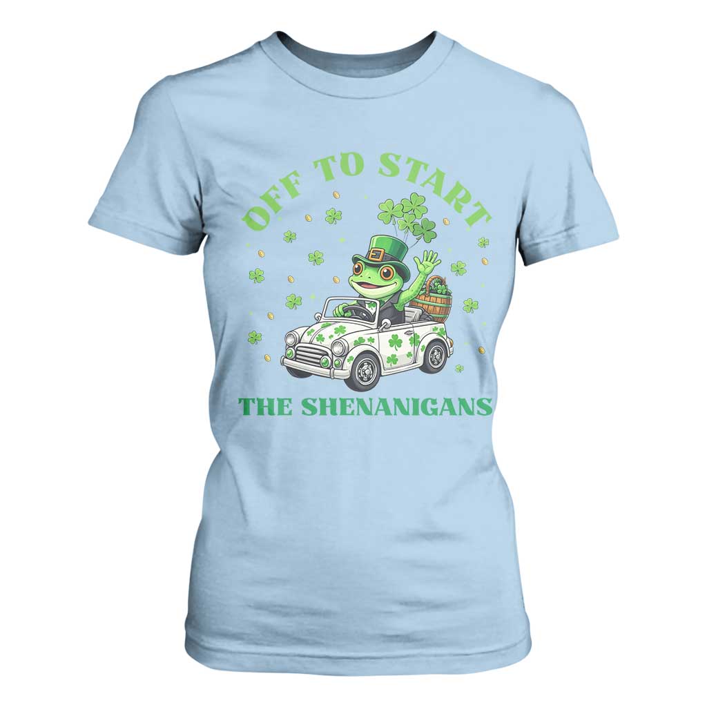 Off To Start The Shenanigans T Shirt For Women St Patricks Day Frog TS12 Light Blue Print Your Wear