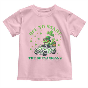 Off To Start The Shenanigans Toddler T Shirt St Patricks Day Frog TS12 Light Pink Print Your Wear
