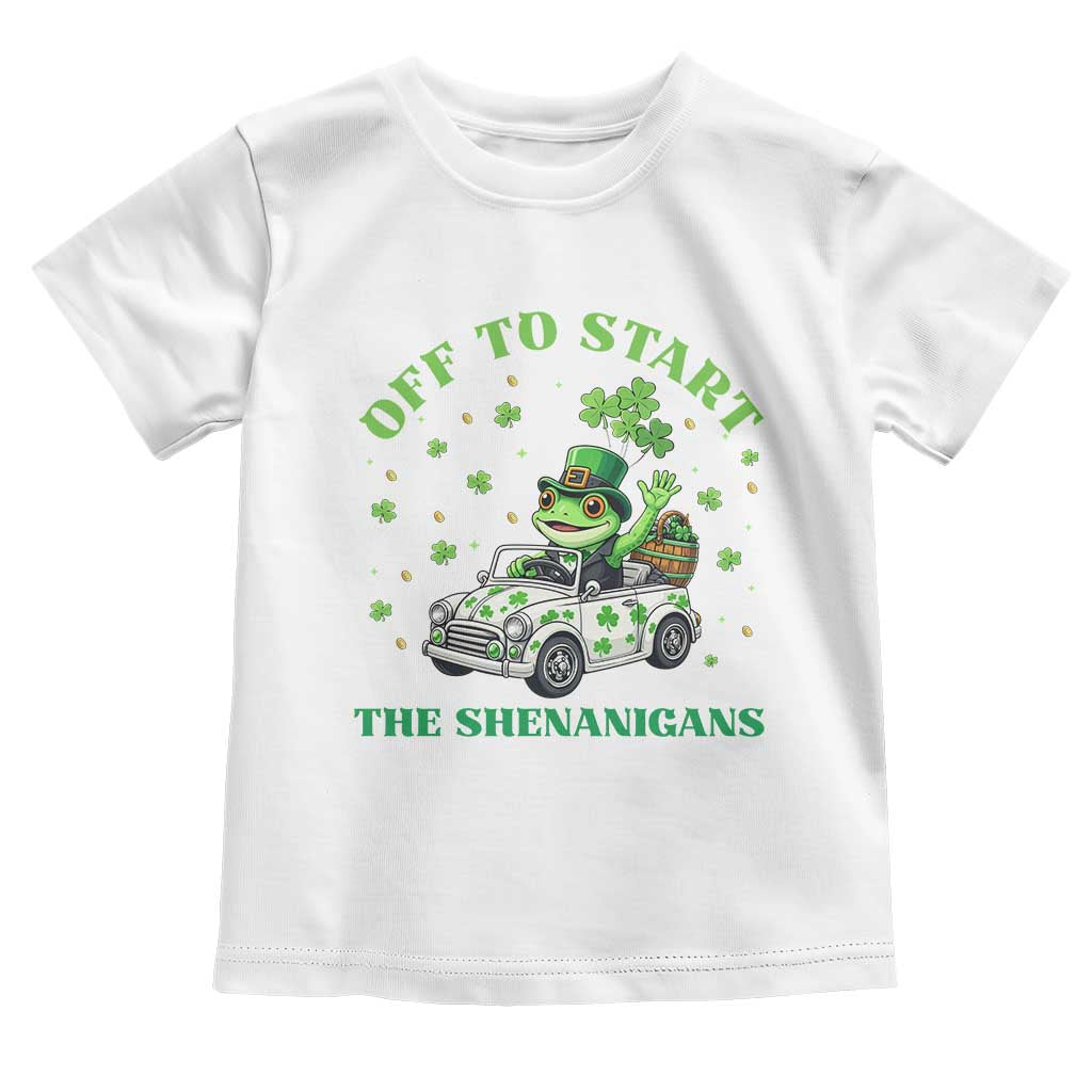 Off To Start The Shenanigans Toddler T Shirt St Patricks Day Frog TS12 White Print Your Wear