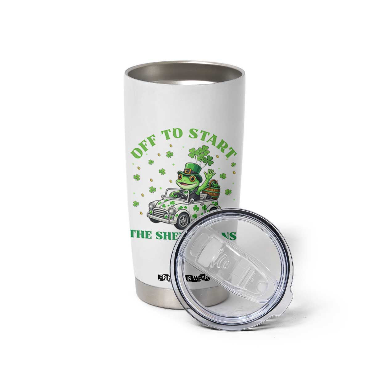 Off To Start The Shenanigans Tumbler Cup St Patricks Day Frog TS12 Print Your Wear