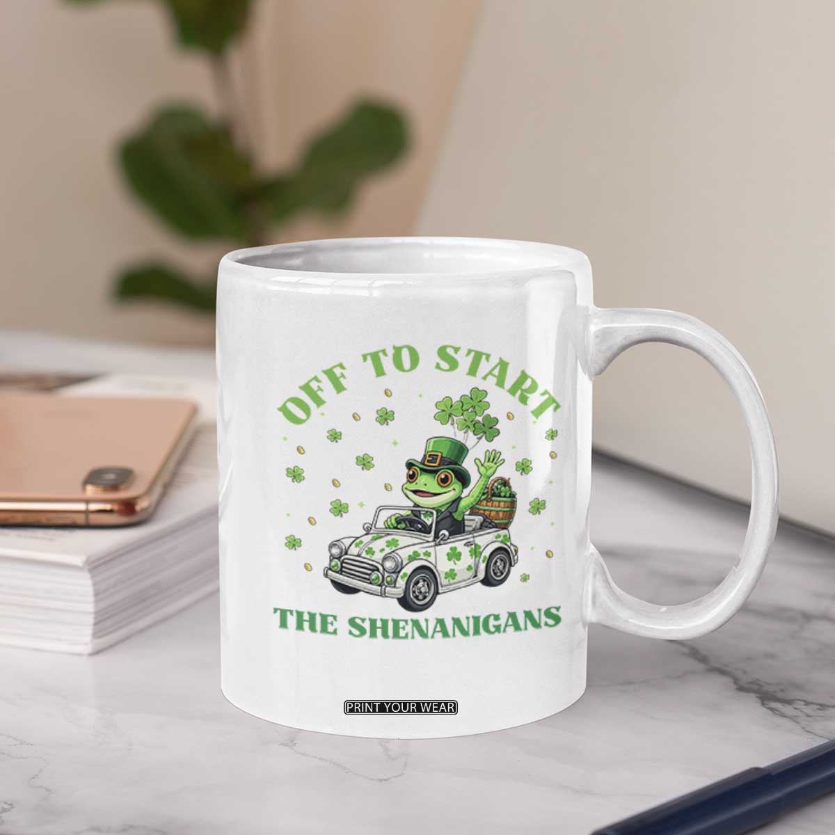 Off To Start The Shenanigans Coffee Mug St Patricks Day Frog TS12 Print Your Wear