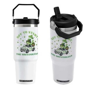 Off To Start The Shenanigans Flip Straw Tumbler St Patricks Day Frog TS12 One Size: 30 oz White Print Your Wear