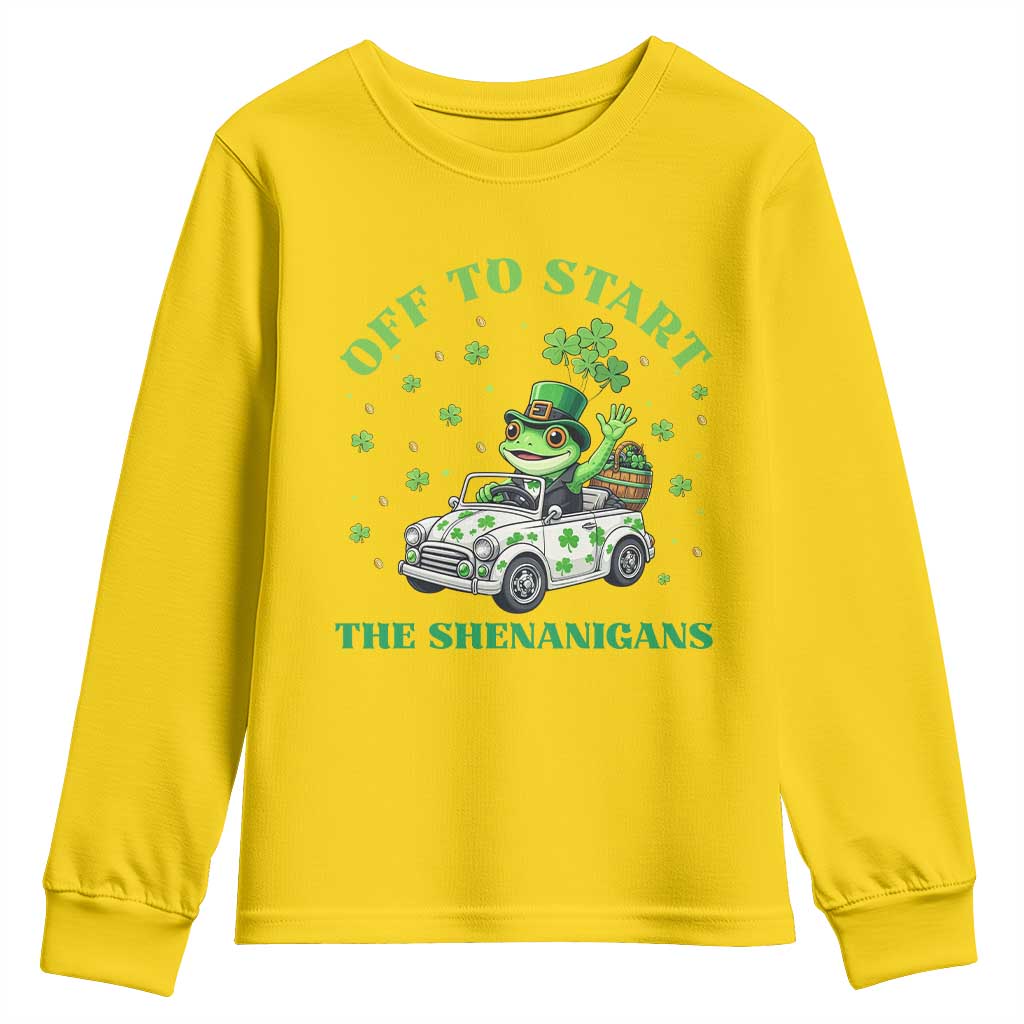 Off To Start The Shenanigans Youth Sweatshirt St Patricks Day Frog TS12 Daisy Print Your Wear