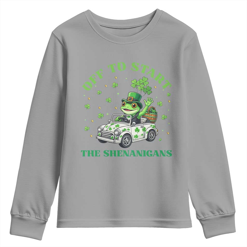 Off To Start The Shenanigans Youth Sweatshirt St Patricks Day Frog TS12 Sport Gray Print Your Wear