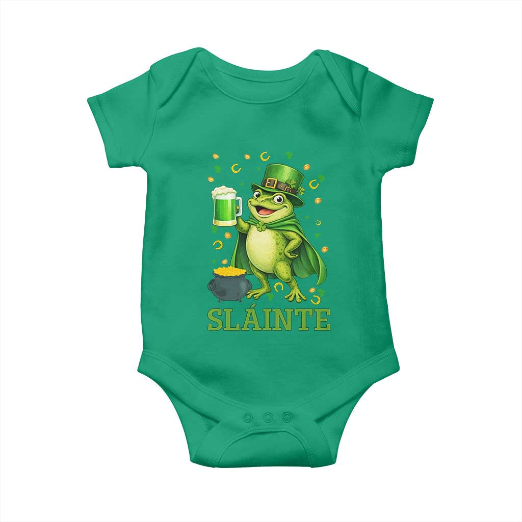 Funny Slainte Irish Frog Beer St Patricks Day Baby Onesie TS12 Irish Green Print Your Wear