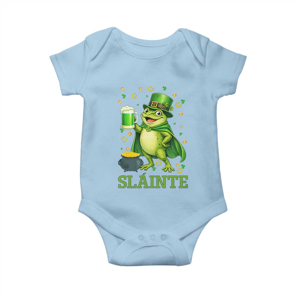 Funny Slainte Irish Frog Beer St Patricks Day Baby Onesie TS12 Light Blue Print Your Wear