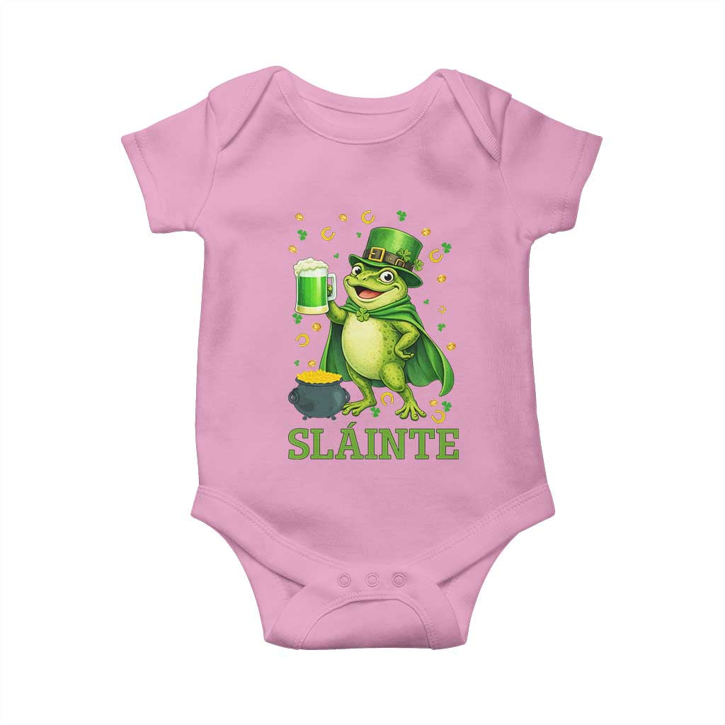 Funny Slainte Irish Frog Beer St Patricks Day Baby Onesie TS12 Light Pink Print Your Wear