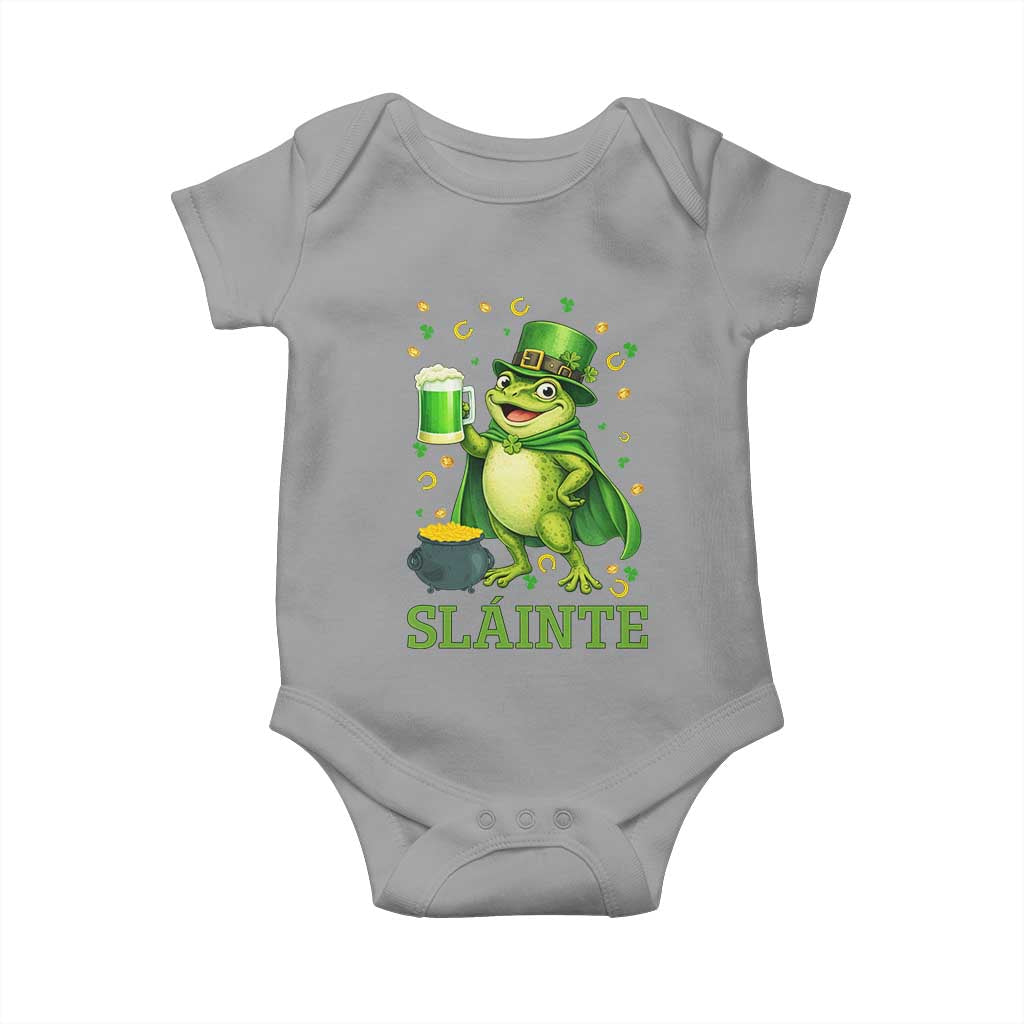 Funny Slainte Irish Frog Beer St Patricks Day Baby Onesie TS12 Sport Gray Print Your Wear