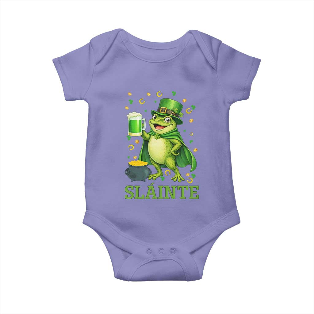 Funny Slainte Irish Frog Beer St Patricks Day Baby Onesie TS12 Violet Print Your Wear