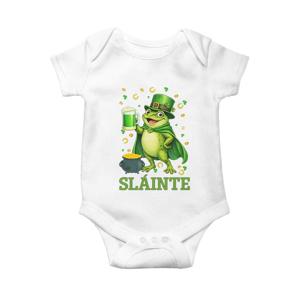 Funny Slainte Irish Frog Beer St Patricks Day Baby Onesie TS12 White Print Your Wear
