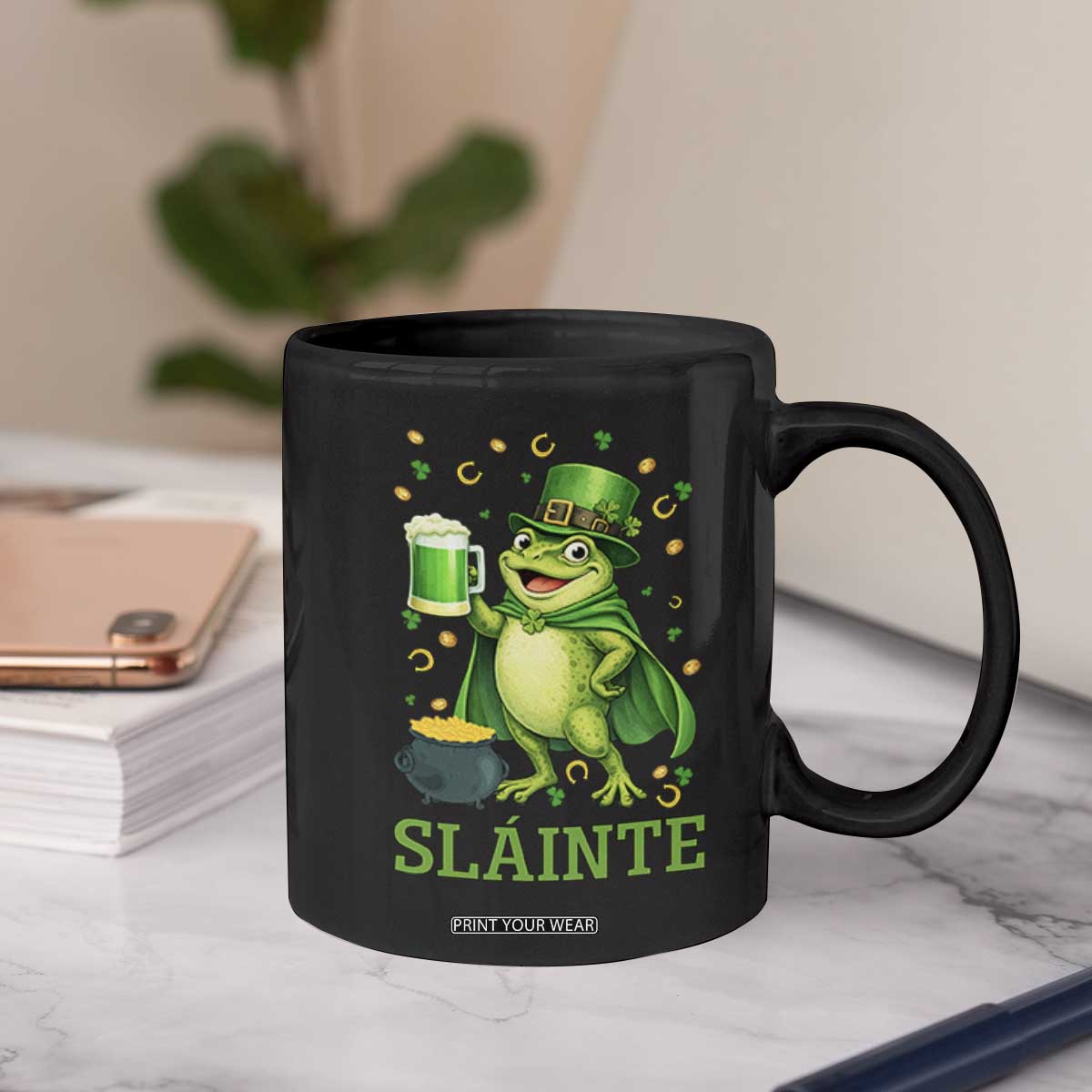 Funny Slainte Irish Frog Beer St Patricks Day Coffee Mug TS12 Print Your Wear
