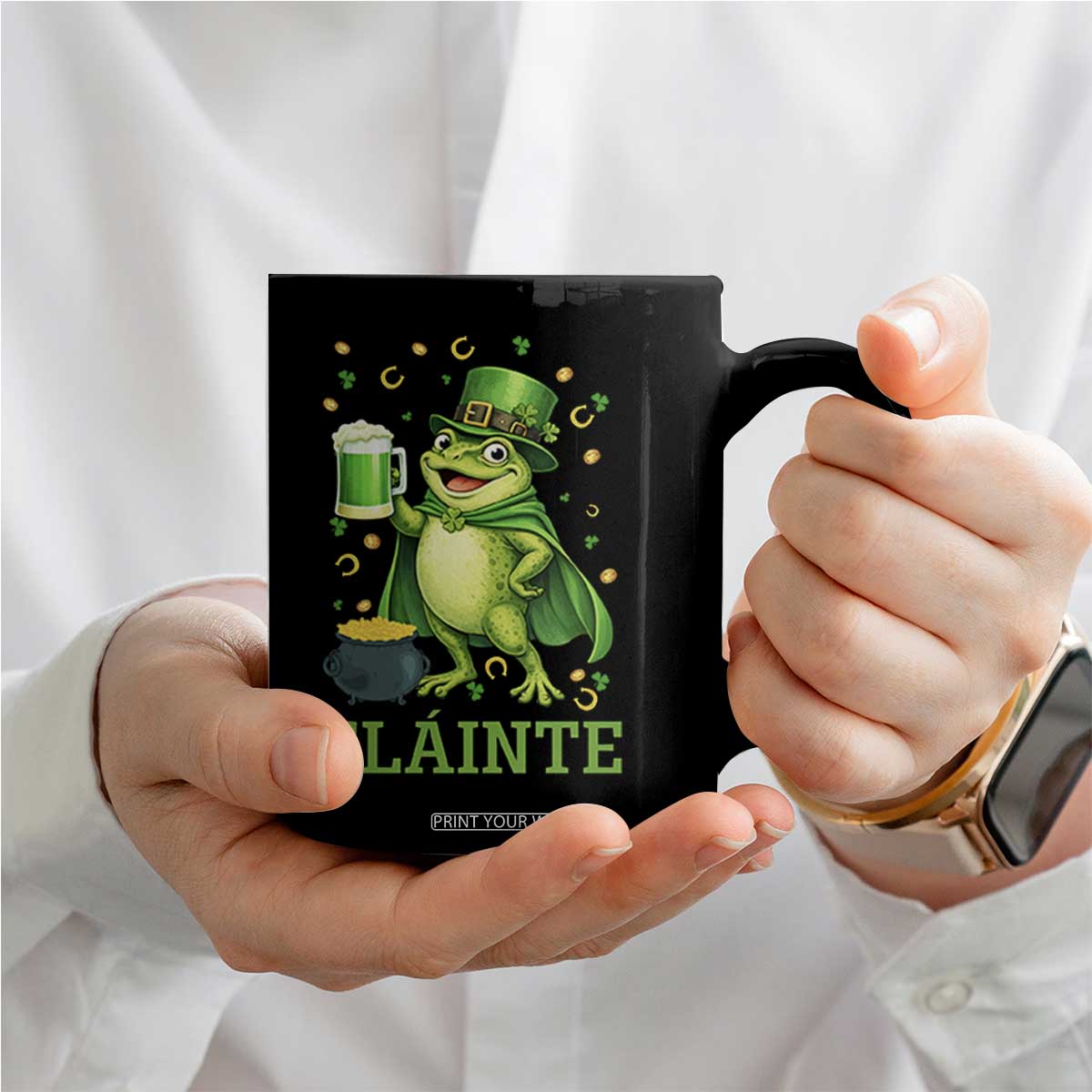 Funny Slainte Irish Frog Beer St Patricks Day Coffee Mug TS12 Print Your Wear