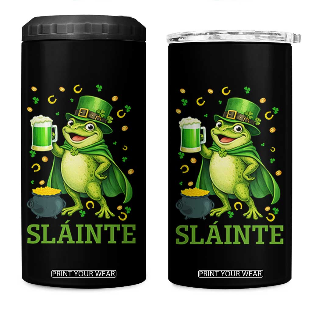 Funny Slainte Irish Frog Beer St Patricks Day 4 in 1 Can Cooler Tumbler TS12 One Size: 16 oz Black Print Your Wear