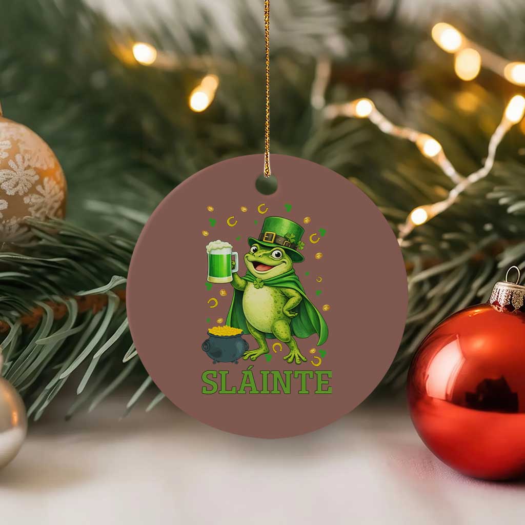 Funny Slainte Irish Frog Beer St Patricks Day Ceramic Ornament TS12 1pc Mocha Print Your Wear
