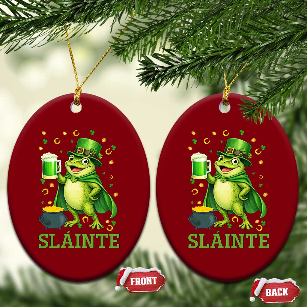 Funny Slainte Irish Frog Beer St Patricks Day Ceramic Ornament TS12 Print Your Wear