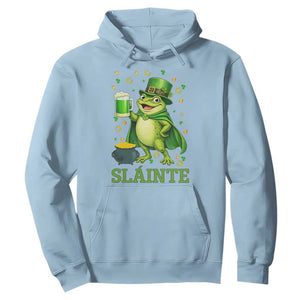 Funny Slainte Irish Frog Beer St Patricks Day Hoodie TS12 Light Blue Print Your Wear