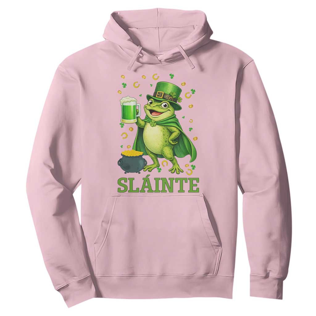 Funny Slainte Irish Frog Beer St Patricks Day Hoodie TS12 Light Pink Print Your Wear