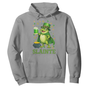 Funny Slainte Irish Frog Beer St Patricks Day Hoodie TS12 Sport Gray Print Your Wear