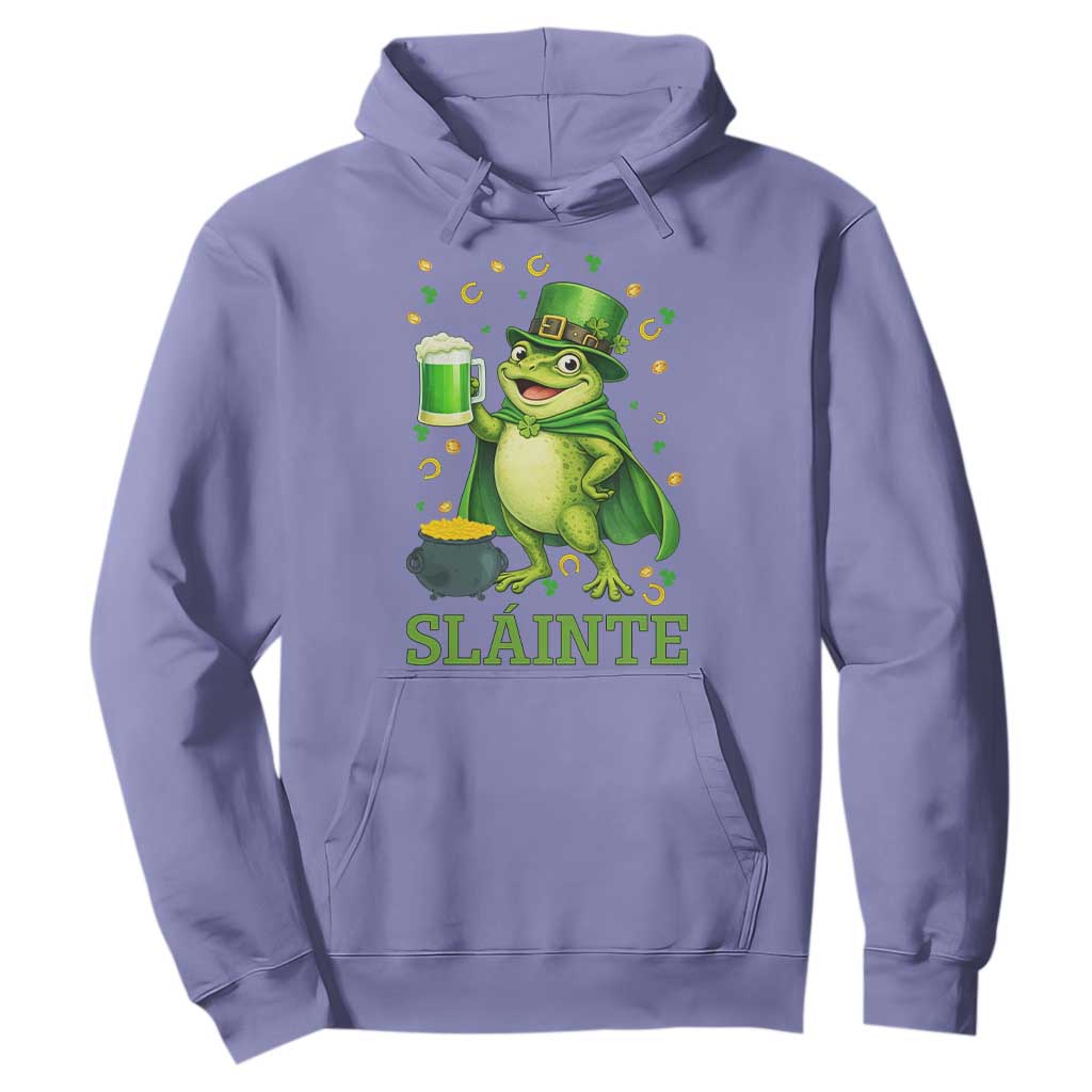 Funny Slainte Irish Frog Beer St Patricks Day Hoodie TS12 Violet Print Your Wear