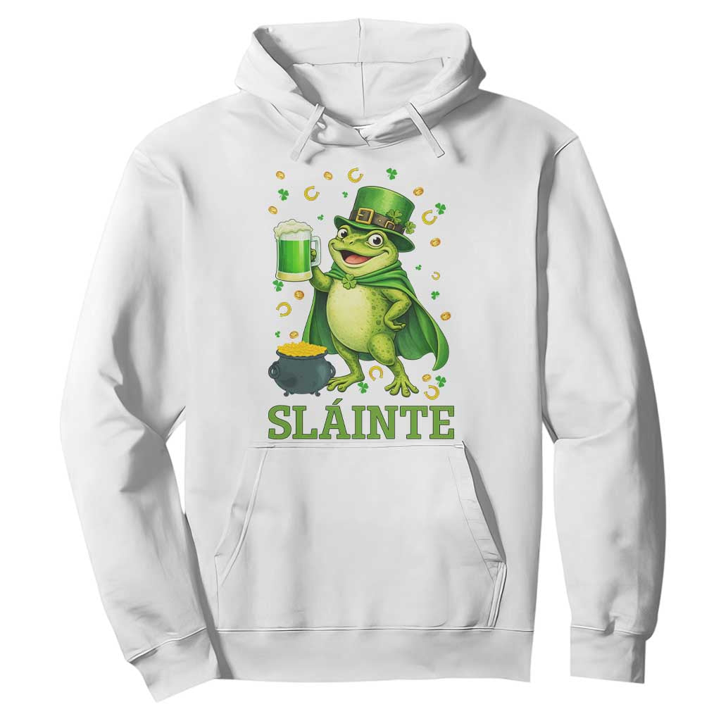 Funny Slainte Irish Frog Beer St Patricks Day Hoodie TS12 White Print Your Wear