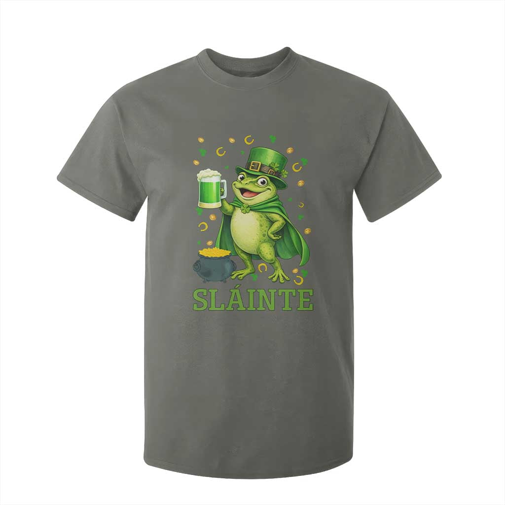 Funny Slainte Irish Frog Beer St Patricks Day T Shirt For Kid TS12 Military Green Print Your Wear
