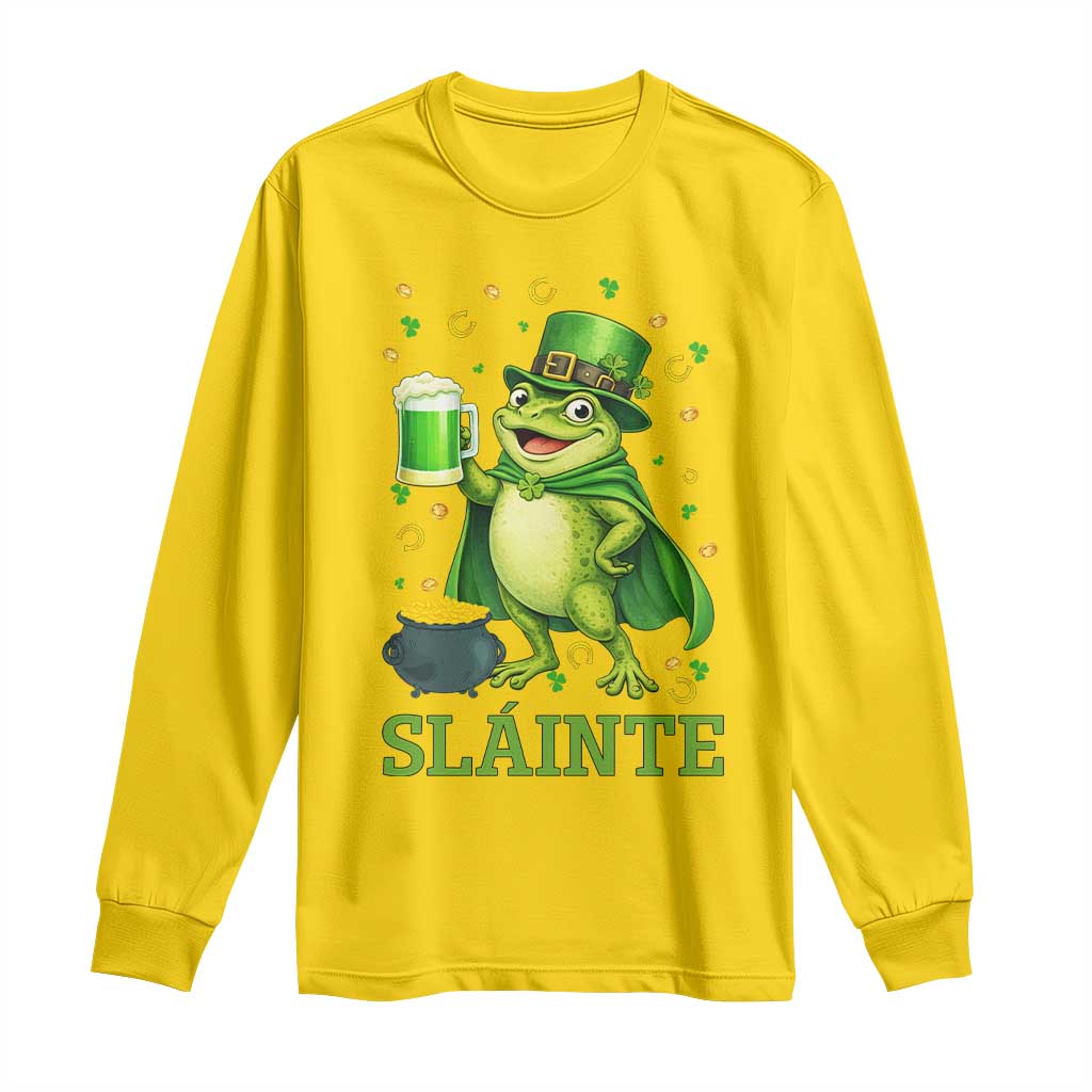 Funny Slainte Irish Frog Beer St Patricks Day Long Sleeve Shirt TS12 Daisy Print Your Wear